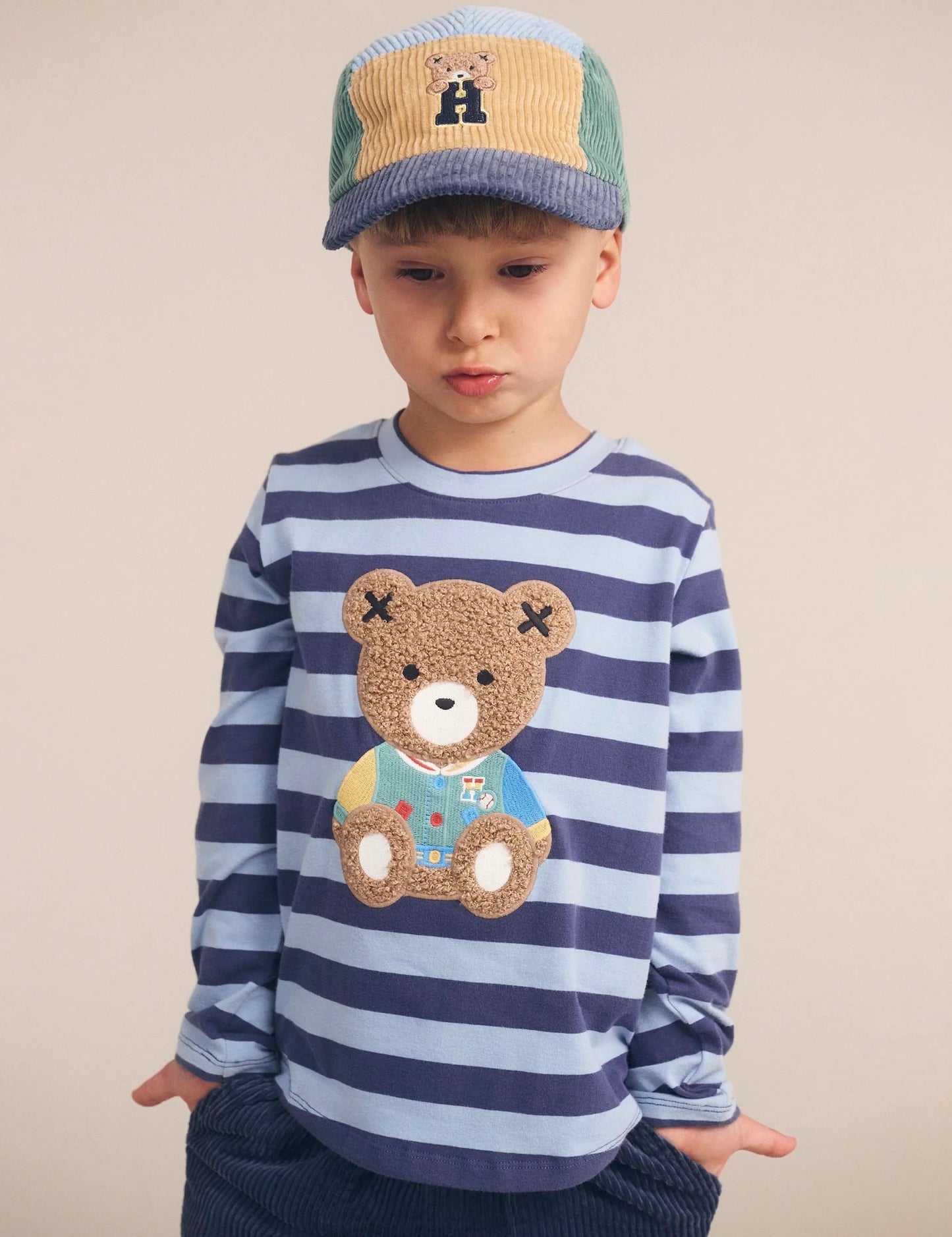 Furry Hux Blue Stripe Bear Top