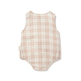 Gingham Bubble Romper Taupe