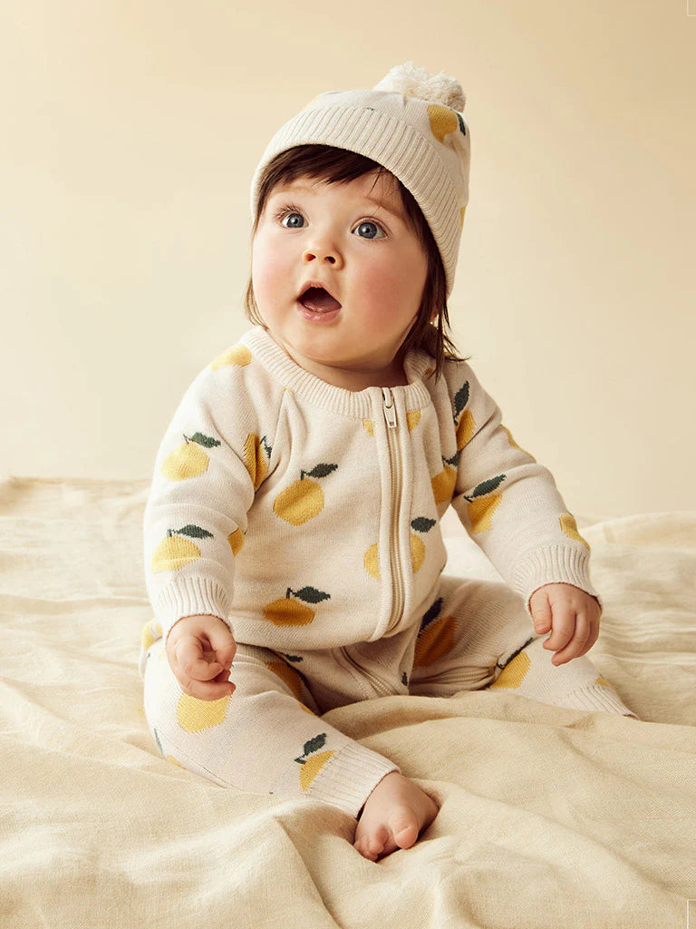 Wilson and Frenchy Lemony Organic Knitted Jacquard Growsuit
