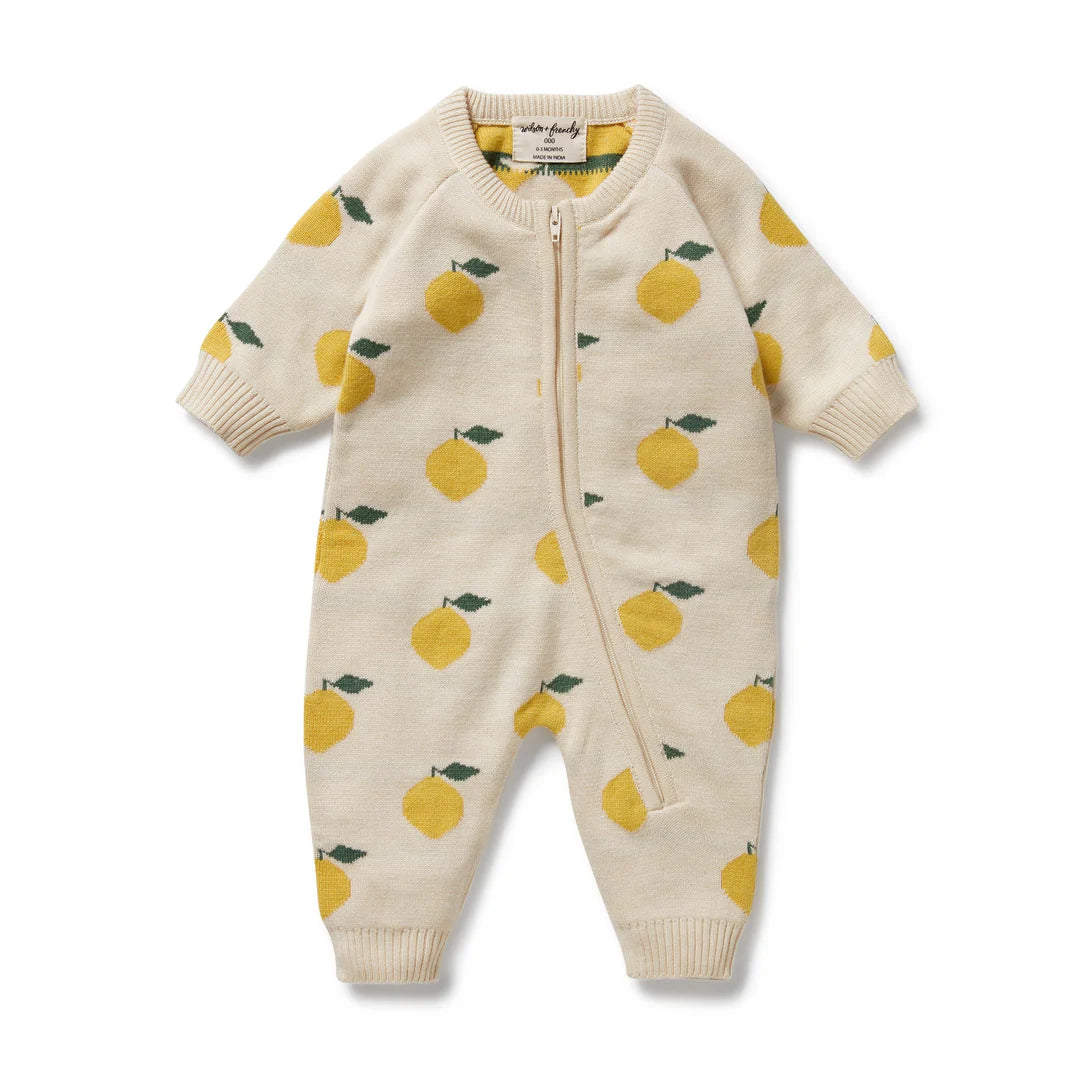 Wilson and Frenchy Lemony Organic Knitted Jacquard Growsuit