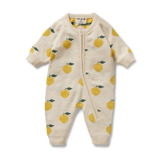 Wilson and Frenchy Lemony Organic Knitted Jacquard Growsuit