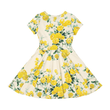Yellow Roses Waisted Dress
