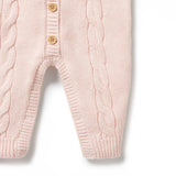 Knitted Cable Growsuit pink